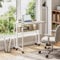 Dripex Folding Desk with Storage Shelf, Small Rolling Desk on Wheels Mobile Couch Sofa Bed Side Table for Home Office Small Space, Oak
