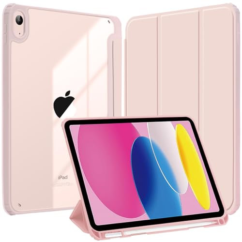 YeaQuelior Cover per iPad (A16) 11a/10a Generazione (11/10,9 Pollici, 2025/2022), Supporto Sottile con Retro Rigido Custodia con Portapenne Auto Svegliati/Sonno, Rosa