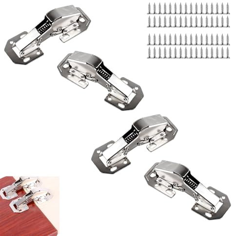 Lot de 4 Charniere Porte Placard Charnières à 90 Degrés Encastrées avec 32 Vis Charnières D'armoire de Salle de Bain pour Armoires de Porte Cuisine