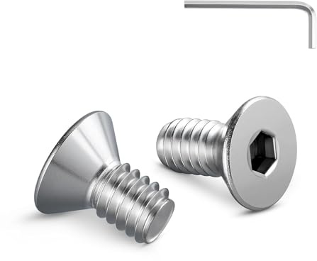 20 viti a testa svasata M8 x 10 mm, viti a esagono incassato in acciaio inox A2 V2A, filettatura completa con chiusura a esagono incassato