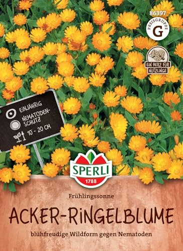 Sperli Acker-Ringelblumensamen Frühlingssonne 86397, Blumensaat | Blühfreudigen Wildblumen gegen Nematoden, Die niedrigbleibenden Zierpflanzen, kompakt, einjährig
