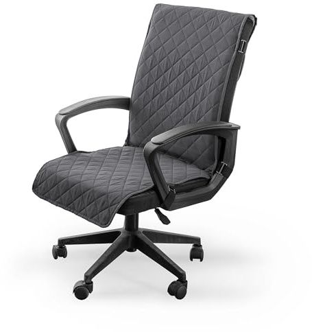 TIANSHU wasserdichte Stuhlhussen mit Elastischen Riemen, Abnehmbare Bürostuhlbezüge & Esszimmerstuhlbezüge, Rutschfester Stretch Stuhl Bezug Universal für Büro, Küche, Restaurant (L, Grau)