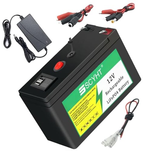SSCYHT Batteria al Litio 12V 20Ah 18Ah 15Ah Batteria LiFePO4 10Ah Batterie Rimovibili 12V Batterie Ricaricabili per energia Solare per Motore 100W a 250W con Porta USB,12v15ah 100mm
