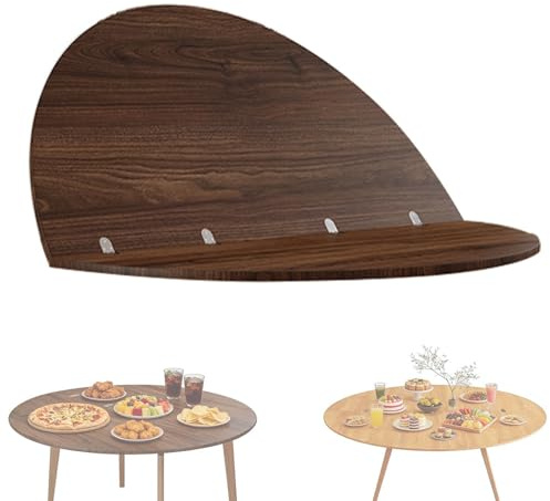 QSPNVFB Prolunga Per Tavolo Rotondo Pieghevole, Grande Piano Sostitutivo Per Tavolo Da Pranzo Legno Desktop Temporaneo Pannello Per Scrivania Banchetti(Walnut,80cm(31))