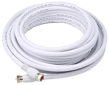 Monoprice RG6 Quad Shield Coaxial Cable - 7.62M (25ft) - White, CL2, 18AWG, 75Ohm, Heavy-Duty With F Type Connector