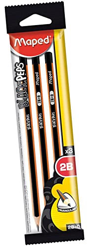 Maped M850012 Bleistifte Black'Peps, 2B, 3 Stück