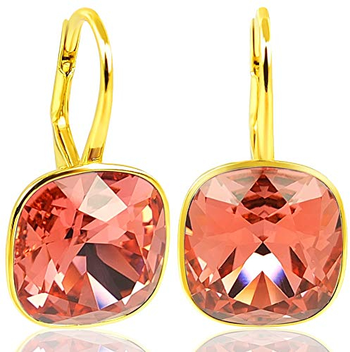 Ohrringe Gold Kristalle Padparadscha 925 Silber vergoldet Rot Koralle NOBEL SCHMUCK