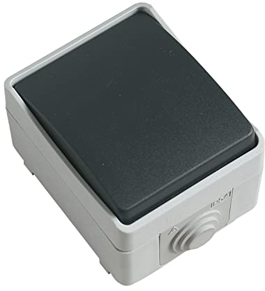 Amig - Interruptor Simple de Sobreponer Mod.3621 Estanco IP54 de Voltaje Máximo 230 V - Pulsador Anti Humedad Apto para Exteriores e Interiores - Ideal para Terrazas, Jardines, Garajes o Trasteros