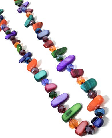 BRANDELIA Collares Largos de Colores Mujer Bisutería de Nácar y Perlas de Cristal, Multicolor