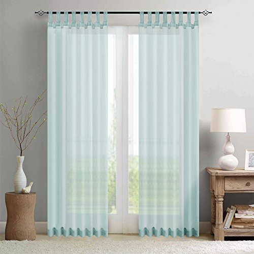 TOPICK Schlaufenschal 2er Set Gardinen Wohnzimmer modern Schlaufengardinen Vorhänge Schlafzimmer Gardinenschals Leinenoptik H225xB140 cm, Curtains Living Room Fenstervorhänge Himmelblau