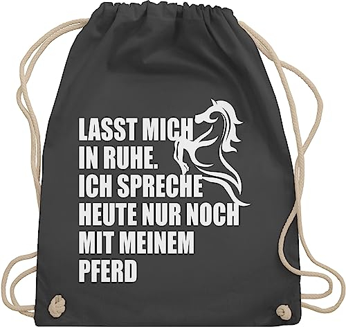 Turnbeutel Rucksack - Pferde - Taschen - Ich spreche heute nur noch mit meinem Pferd - Unisize - Dunkelgrau - pferderucksack pferdebeutel pferdeliebhaber reitlehrerin tasche pferderucksäcke reiten