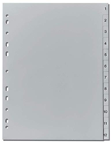 Herlitz Binder Divider 1-12, 23 x 29,7 cm, PP, Eurolochung, grau, A4