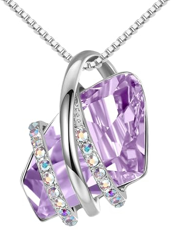 Leafael Wunschstein Halskette Damen, Halsketten für Frauen mit Geburtsstein Kristalle, Schmuck für Frauen mit Geschenk-Box, Allergie-frei Geburtsstein kette damen, Anhänger Silber-Ton oder Rose Gold