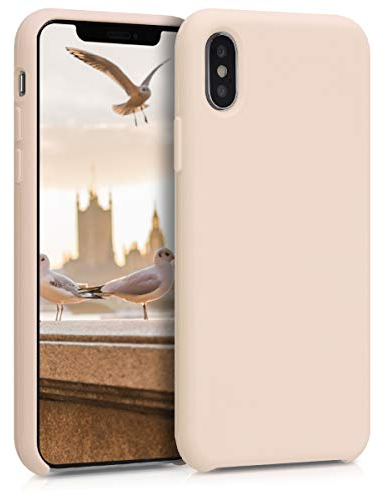 kwmobile Hülle kompatibel mit Apple iPhone XS Hülle - Silikon Handy Case - Handyhülle weiche Oberfläche - kabelloses Laden - Perlmutt