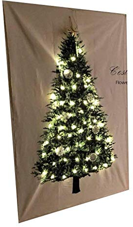 Geagodelia Arazzo di Natale Decorazioni Murali Natalizie con Ornamenti da Appendere alla Parete di Natale (Bianco, 150CM*75CM)