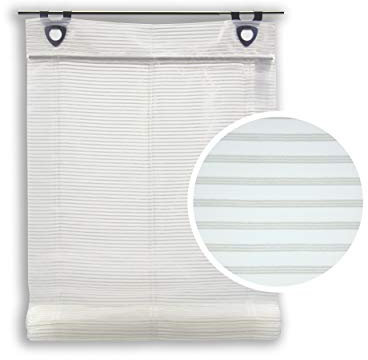 Raffrollo Bambusoptik | weiß wollweiß | inkl. Haken | ohne Bohren | BxH 45/60/80/95x130cm | (BxH 80x130cm)