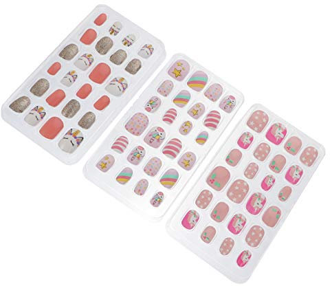 72pcs Nail Patch Cute Fingernails Sticker Christmas Decor Kids Acrylic Nails Rainbow Faux Nail Flake Nails for Girls Nail Decor Girls Nail Stickers Cartoon Child Nail Piece Abs