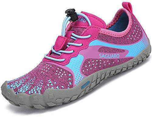 SAGUARO Scarpe Barefoot Minimaliste Bambini Ragazze Ragazzi Scarpe Outdoor Indoor Rosa Rossa Gr.35