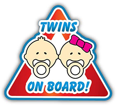 15cm! Klebe-Folie Wetterfest kompatibel für: Zwillinge an Bord Nippel Warnzeichen H1245 UV&Waschanlagenfest Auto-Aufkleber Sticker Decal