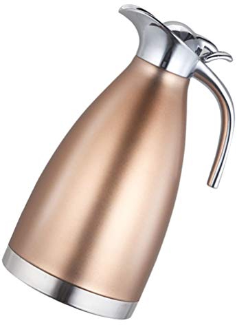 Cabilock Bouteille Isotherme En Acier Inoxydable Pour Conserver La Chaleur Pot à Eau Élégant Sans Odeur (2.0 L, Doré)