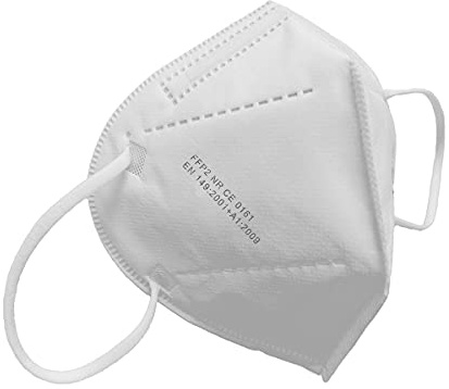 Obbocare - FFP2-Masken mit 5 Schichten. FFP2-Maske mit CE-Zertifikat homologiert. Einzeln verpackt. Hergestellt in Spanien. Weiße Farbe. Schachtel mit 20 Einheiten