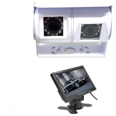 Dolphin Automotive Camping-car Caméra de recul double 12 V pour fourgon commercial avec caméra de recul et moniteur de 7 sur le tableau de bord
