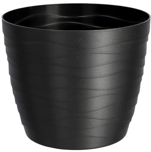 KADAX Pot de Fleurs en Plastique, diamètre 11-19 cm, 7 Couleurs, Pot de Fleurs Simple, Pot de Fleurs Moderne, Protection Robuste, Pot Rond (diamètre 15 cm, Noir)