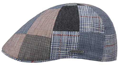 Stetson Hatteras Clarson Patchwork Flatcap Herren - Made in The EU - Mit Leinen (78%) - Mit Baumwollfutter - Patchwork-Muster - 6-teilige Gatsby Cap - Sommer/Winter bunt S (54-55 cm)