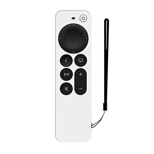 Coque de Protection pour Télécommande Compatible avec Apple TV 4K 2ème Génération, Coque de Protection Antichoc en Silicone Anti-Dérapant (Blanc)
