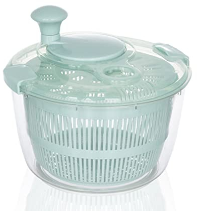 KMAKII Salatschleuder – Salatwascher, 5 l Salattrockner, Salatschleuder mit Gemüsewaschkorb, Haushalts-Obst-Dehydrator-Abtropfgestell, manueller Salatreiniger für die Küche, blau