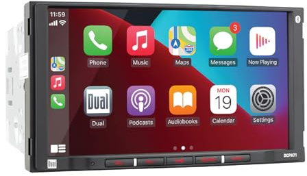 Dual Electronics DCPA71 7-inch Certified Apple Carplay Android Auto | Double DIN Touchscreen Car Stereo Radio | Bluetooth Hands Free Calling & Music Streaming | Backup Camera Input