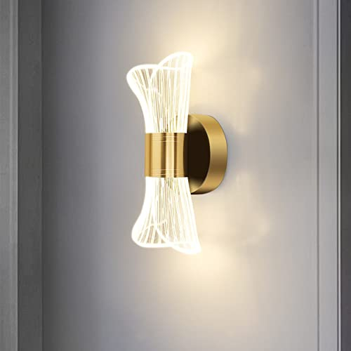 Comely LED Wandleuchte Innen, 12W Kreative Dekoration Wandlampe, 3 Farbtemperaturen 3000K/4500K/6500K, Modern Gold Wandleuchten für Schlafzimmer, Wohnzimmer, Treppenhaus, Flur