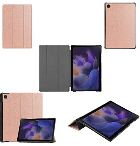 Wigento Für Samsung Galaxy Tab A8 2021 X205 X200 3folt Wake UP Smart Standfunktion Cover Rose Gold Tablet Tasche Etuis Hülle