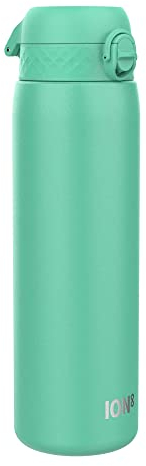 ION8 Lightweight 1 Litre Steel Water Bottle, Non-Insulated, Leak Proof, Easy to Open, Secure Lock, Dishwasher Safe, Flip Cover, Carry Handle, Ideal for Travel & Active Lifestyles, Teal Green