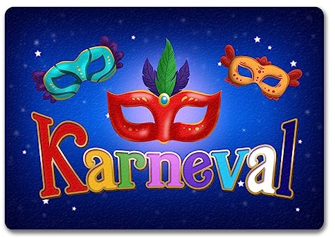speecheese Kölner Karneval Fußmatte in 35x50 cm ohne Rand mit bunten Masken als Dekoration zur Faschingszeit, um Partystimmung zu verbreiten für Liebhaber der fünften Jahreszeit