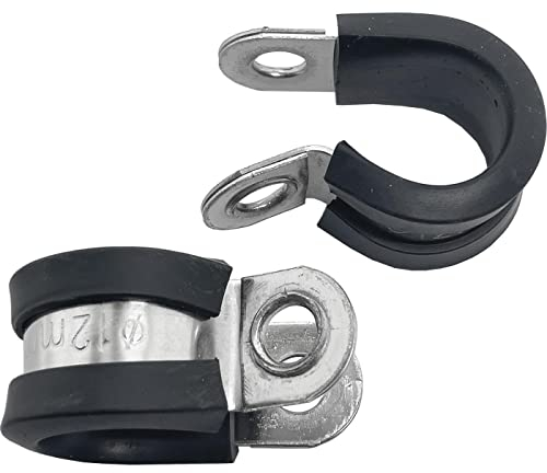 Lumonic 10x 12mm Rohrschellen mit Gummieinlage Edelstahl V2A I Kabelschellen zum Schrauben I Schlauchschelle 12mm, Rohrschellen, Befestigungsschelle 1
