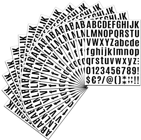 15 Sheets 1 Inch Letters Numbers Stickers, Self Adhesive Waterproof Vinyl Letters Numbers Kit, Stick On Alphabet Sticker for DIY Scrapbooking, Crafts, Mailboxes, Home, Signs in Black…