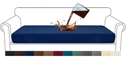 Granbest Premium wasserabweisende Sofasitzkissenbezüge, hochdehnbarer Jacquard-Stoff, Couch-Sitzbezug, Sesselauflage, Schonbezug, Schutz für 4-Sitzer-Sofas (4-Sitzer, Marineblau)
