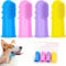 Adiwo Dog Finger Toothbrush, 4 Pack Food Grade Silicone Dog Toothbrush, 360° Full Surrounded Pets Teeth Cleaning Toothbrush for Dog Plaque, Remove Tartar and Stop Bad Breath with Storage Case