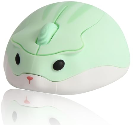 Kabellose Maus, niedliche Maus in Hamsterform,1200 DPI rauscharme optische Maus mit 2,4 G USB-Empfänger, leise kabellose tragbare Maus,geeignet für PC/Mac/Laptop,Geschenk für Kinder und Mädchen (grün)