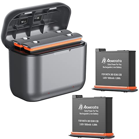 Powerextra 2 Stück Ersatzakku für 360 X3 und USB Dual Ladegerät kompatibel mit 360 X3
