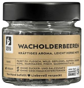 Bremer Gewürzhandel Wacholderbeeren, ganz, getrocknete Beeren, für Sauerkraut, Sauerbraten und Wacholder Tee, 50g im Glas