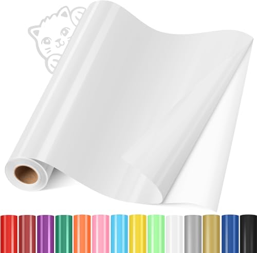 YAFLC Vinyle Adhésif Blanc, Vinyle Permanent pour Cricut 30.5 x 366 cm Rouleau, Vinyle Autocollant pour Tasses, Verre, Céramique, Cadeaux de Bricolage