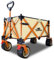 TMZ Bollerwagen Faltbar mit Bremsen Handwagen Transportkarre Gerätewagen mit abnehmbarem Dach Draussen Camping Einkaufen bis 120 kg Tragkraft (Beige)
