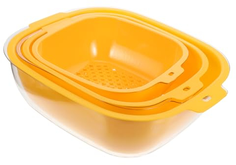 1 juego de escurridor de frutas y verduras, cestas de plástico para almacenamiento, cesta seca de cocina, colador de cocina, filtro, arroz, lavadora, doble capa de PVC lofty ambition