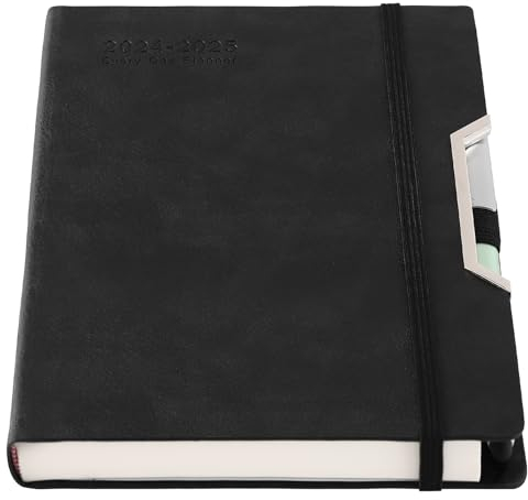 Akademischer Terminplaner 2024–2025, Terminkalender 2024–2025, ein Tag pro Seite, Hardcover, von Juli 2024 bis Juni 2025, Agenda, A5, Tages- und Monatsplaner mit Mantstaben, Innentasche, Stift,