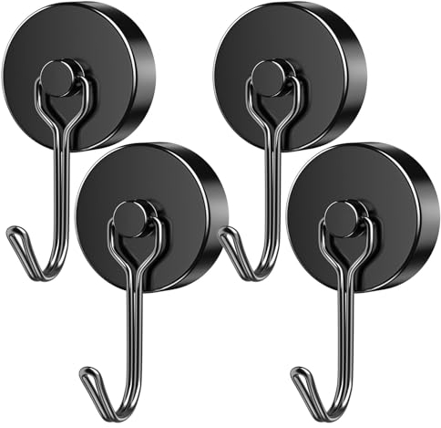 6er-Pack magnetische Haken für hohe Beanspruchung, 35 Pfund schwere drehbare Neodym-Magnethaken, starker Magnet mit Haken zum Aufhängen (6)