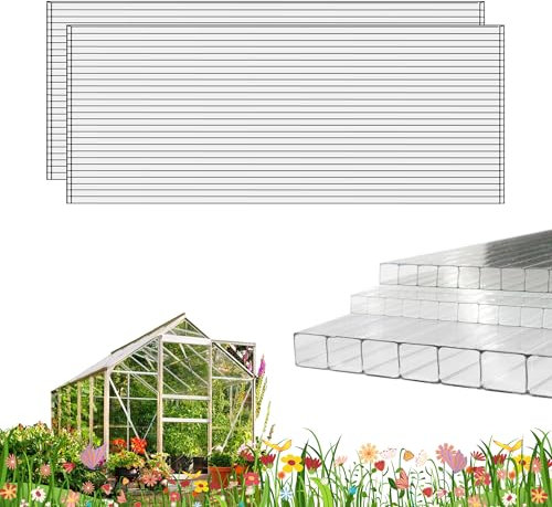 XISOCO Pannelli in policarbonato per serre, pannelli in policarbonato a doppio strato, impermeabili per esterni, resistenti ai raggi UV, resistenti agli urti, fogli trasparenti, per giardino e serra