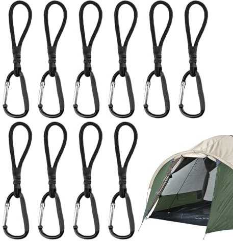 Streysisl Lot de 10 Cordes élastiques avec mousquetons, Cordes élastiques Robustes avec Mousqueton, Corde élastique avec Boucle d'escalade pour Camping, Cargaison, vélo