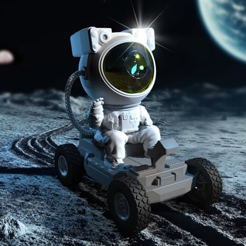Gemmac Astronauta Proiettore Stelle con Altoparlante Bluetooth, Rover Lunare Galaxy Projector Proiettore di Stelle sul Soffitto con Timer Telecomando Stelle Luminose Cameretta Regalo Bambini Adulti